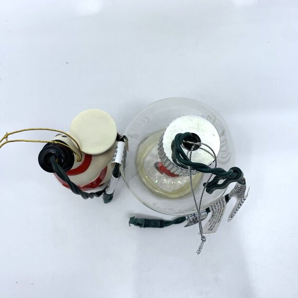 2 Coca-Cola Christmas Lighted Ornaments Santa w/Fawn & Snow Man Vintage Radiance - Picture 6 of 10